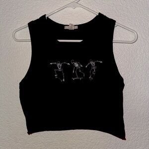 Brandy Melville Black Graphic Crop Top